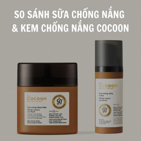 bảng so sánh các loại kem chống nắng cocoon