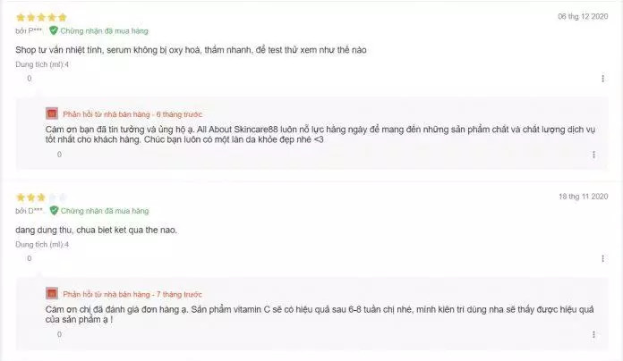 Đánh giá của khách hàng trên Lazada