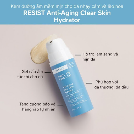 Kem Dưỡng Ẩm Phục Hồi Da Paula’s Choice Resist Anti-Aging Clear Skin Hydrator