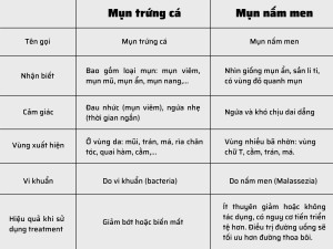 Mụn nấm men và các loại mụn khác