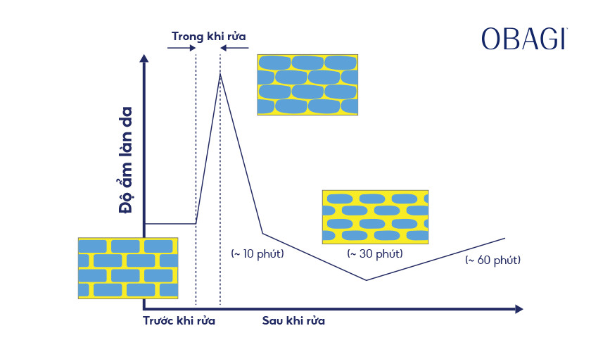 Quá trình mất nước diễn ra trên da sau khi rửa mặt