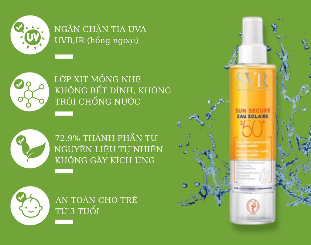 Sản phẩm xịt chống nắng SVR Sun Secure Eau Solaire